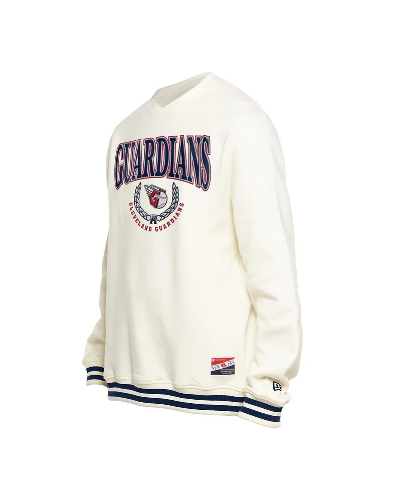 New Era Men's White Cleveland Guardians Throwback Sweatshirt