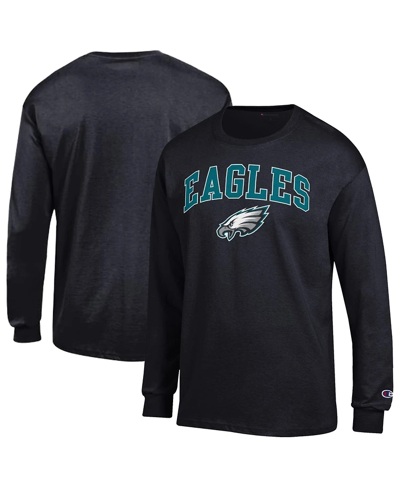 Champion Men's Black Philadelphia Eagles Arch Over Logo Long sleeves T-Shirt