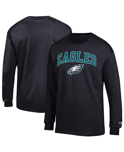 Champion Men's Black Philadelphia Eagles Arch Over Logo Long sleeves T-Shirt