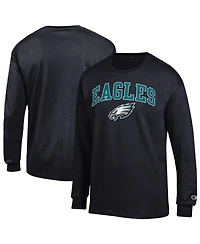 Champion Men's Black Philadelphia Eagles Arch Over Logo Long sleeves T-Shirt