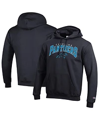 Champion Men's Black Carolina Panthers Power Blend Arch over Logo Hoodie