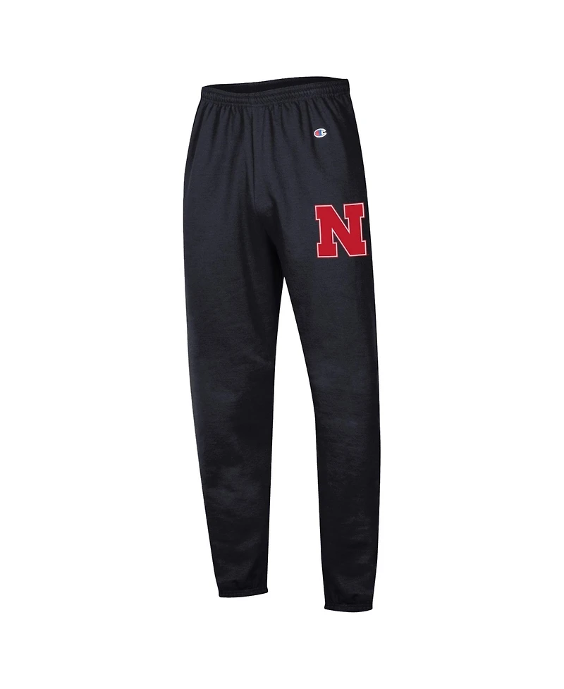 Champion Men's Black Nebraska Huskers Powerblend Banded Fleece Sweatpants