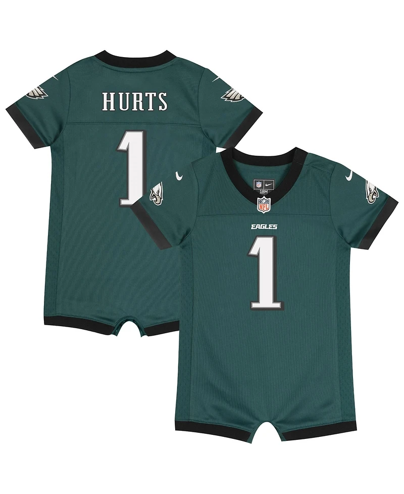 Nike Baby Boys and Girls Jalen Hurts Midnight Green Philadelphia Eagles Romper Jersey