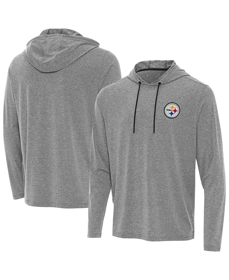 Antigua Men's Heather Black Pittsburgh Steelers Changeover Hoodie
