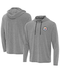 Antigua Men's Heather Black Pittsburgh Steelers Changeover Hoodie