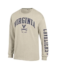 Champion Men's Heather Oatmeal Virginia Cavaliers Neutral Arch Long-Sleeve T-Shirt