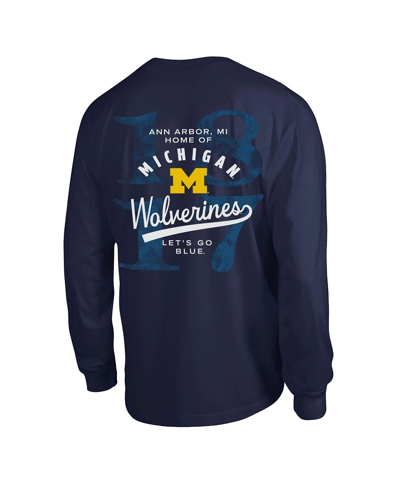 Champion Men's Navy Michigan Wolverines Laminated All-Star Long sleeves T-Shirt
