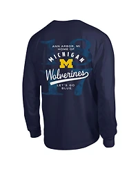 Champion Men's Navy Michigan Wolverines Laminated All-Star Long sleeves T-Shirt