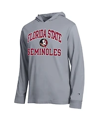 Champion Men's Heather Gray Florida State Seminoles High Motor All-Star Long sleeves Hooded T-Shirt