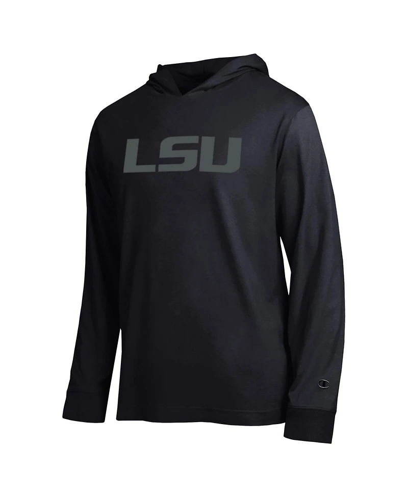 Champion Men's Black Lsu Tigers Tonal All-Star Long sleeves Hooded T-Shirt