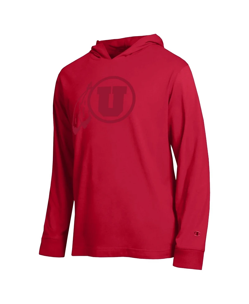 Champion Men's Red Utah Utes Tonal All-Star Long sleeves Hooded T-Shirt