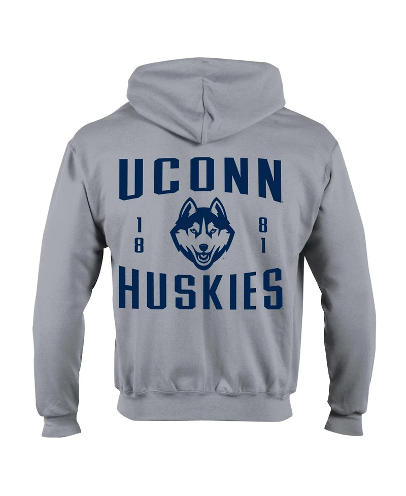 Champion Men's Heather Gray UConn Huskies Varsity Power Blend Full-Zip Fleece Hoodie