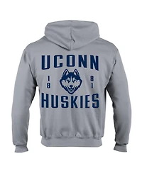 Champion Men's Heather Gray UConn Huskies Varsity Power Blend Full-Zip Fleece Hoodie