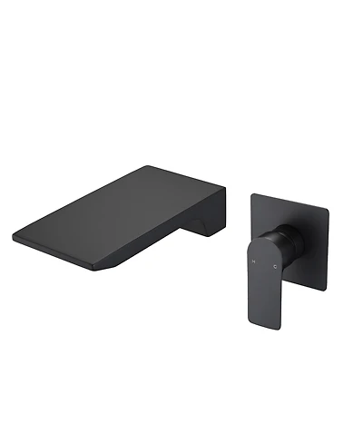 Thirtypeachy Wall-Mounted Bathroom Sink Faucet with Single Handle, Waterfall Spout and Rough-In Valve Included