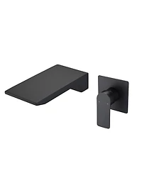 Thirtypeachy Wall-Mounted Bathroom Sink Faucet with Single Handle, Waterfall Spout and Rough-In Valve Included