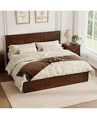 Streamdale Furniture Queen Size Pine Wood Bed with Adjustable Headboard