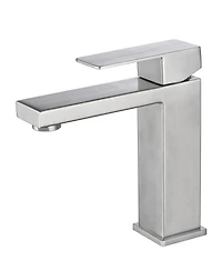 Thirtypeachy Single Handle Waterfall Bathroom Sink Faucet, Stainless Steel Deck-Mounted Vanity Faucet with Hot and Cold Control