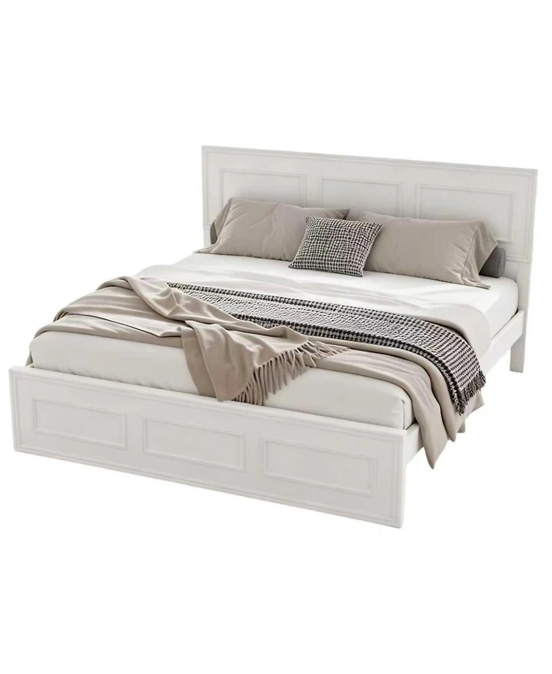 Streamdale Furniture Queen Size Wood Bed with Adjustable Headboard and Frame