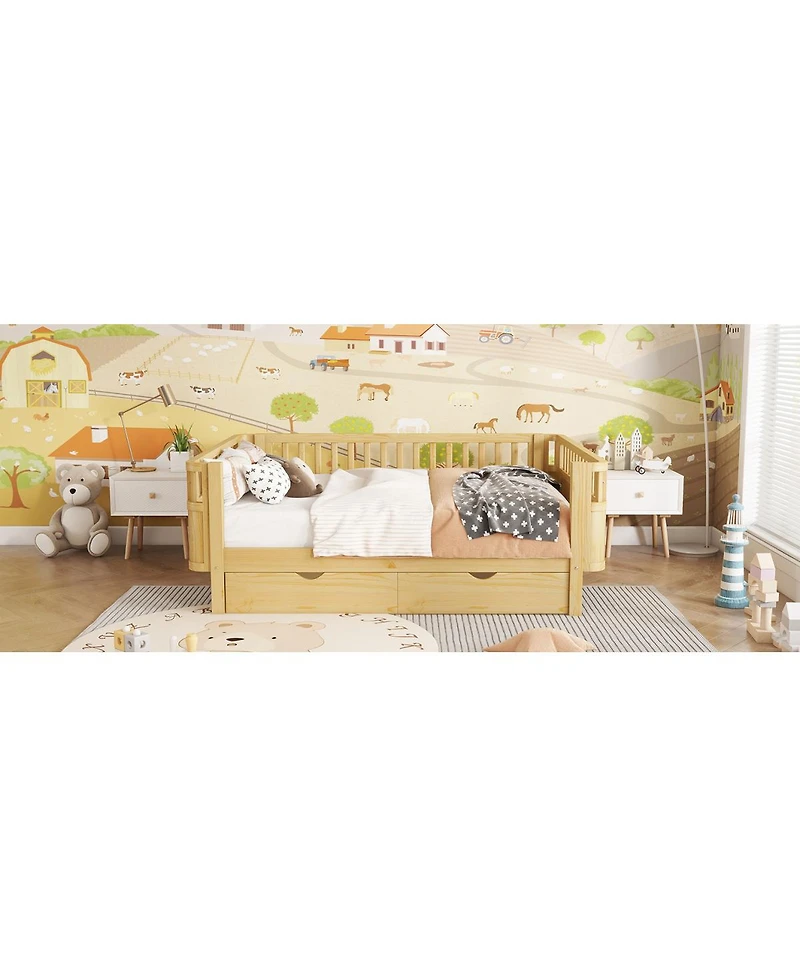 Streamdale Furniture Full Size Wood Platform Bed with Rails