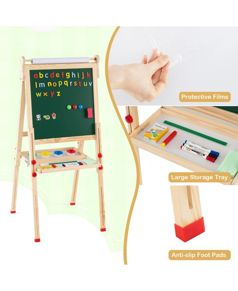 Sugift 3-in-1 Double-Sided Art Easel with Paper Roll