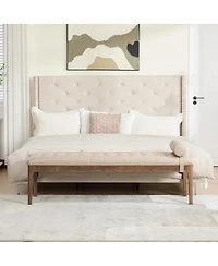 Streamdale Furniture 66" Tufted Upholstered End of Bed Bench with Headrest