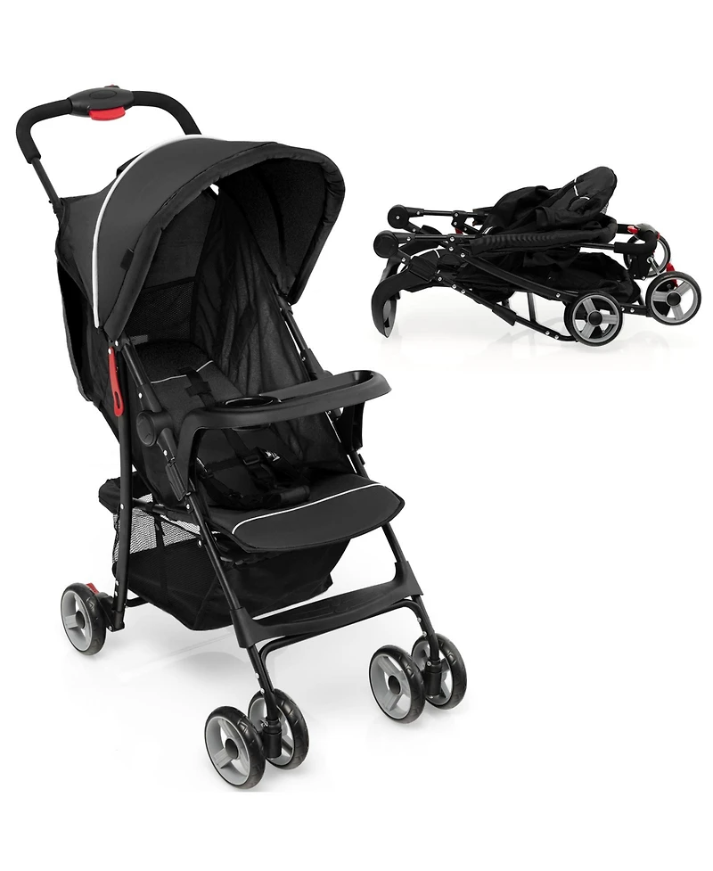Toddler Travel Stroller for Airplane with Adjustable Backrest and Canopy