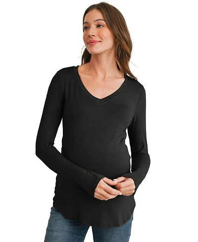 Hello Miz Maternity Long Sleeve V Neck Nursing Top