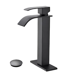 Thirtypeachy Single Handle Waterfall Bathroom Sink Faucet, Stainless Steel Vessel Tap with Pop-Up Drain
