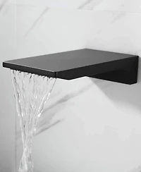 Thirtypeachy Single Handle Wall Mount Waterfall Bathroom Sink Faucet, Brass, Space-Saving Modern Design