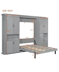 Streamdale Furniture Full-size Murphy Bed with Dual Sliding Storage Cabinets