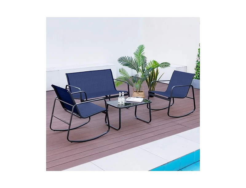 Boyel Living 4 Piece Patio Rocking Set with Glass