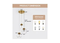 Tribesigns 3-Light Pendant Lighting Fixtures with Adjustable Hanging Cords, Hammered Glass Globe Shades