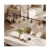 Tribesigns 5-Light Linear Kitchen Island Pendant Light with Adjustable Downrods