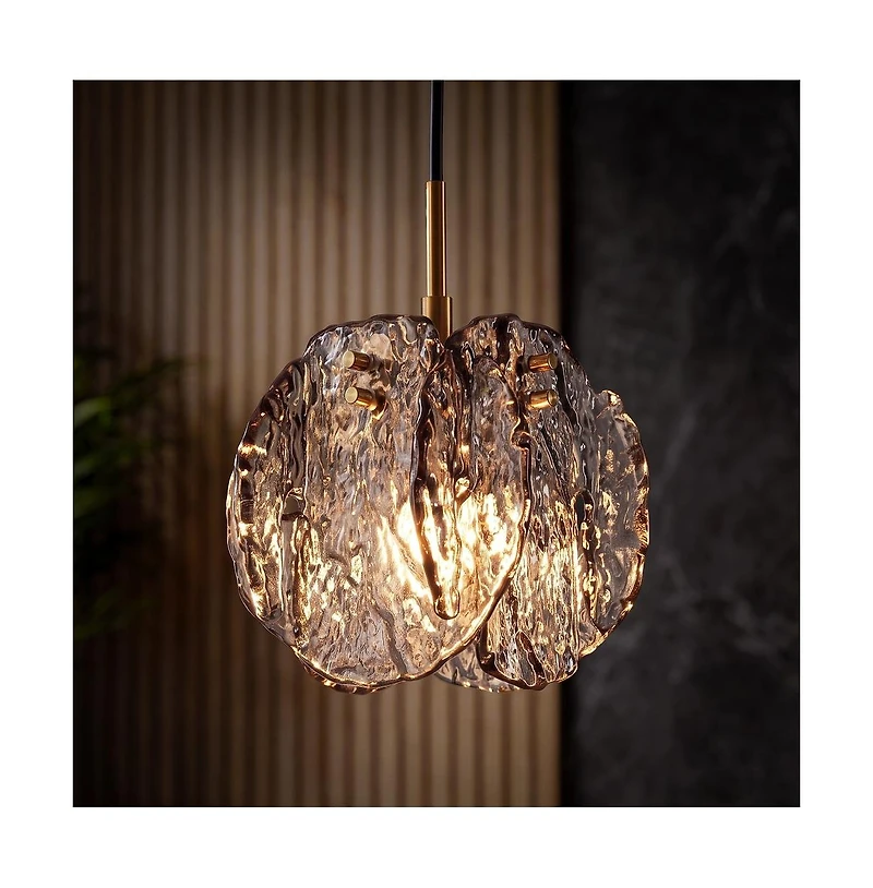 Tribesigns 1-Light Smoky Glass Pendant Light with Adjustable Height