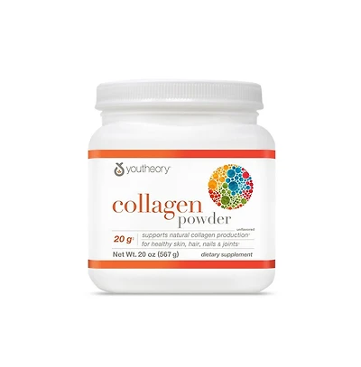 Youtheory Collagen Powder Premium Collagen Supplement with Vitamin C and Biotin Healthy Hair, Skin, Nails and Joints Unflavored 20 Ounce