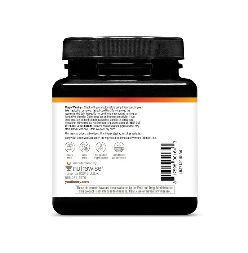 Youtheory Total Body Turmeric, Vegetarian Capsules, 60 Count, Supports Healthy Inflamation Response and Cognition