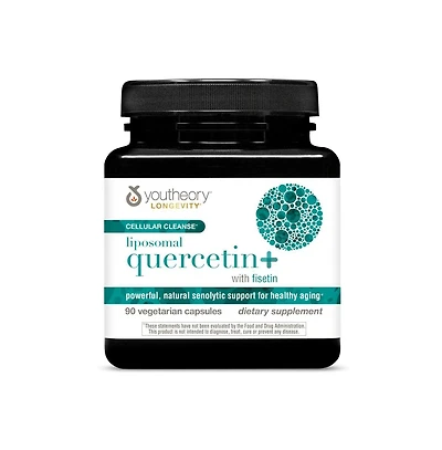 Youtheory Longevity Liposomal Quercetin Plus with Fisetin Capsule, 90 Vegetarian Capsules, Powerful, Senolytic Support for Healthy Agin