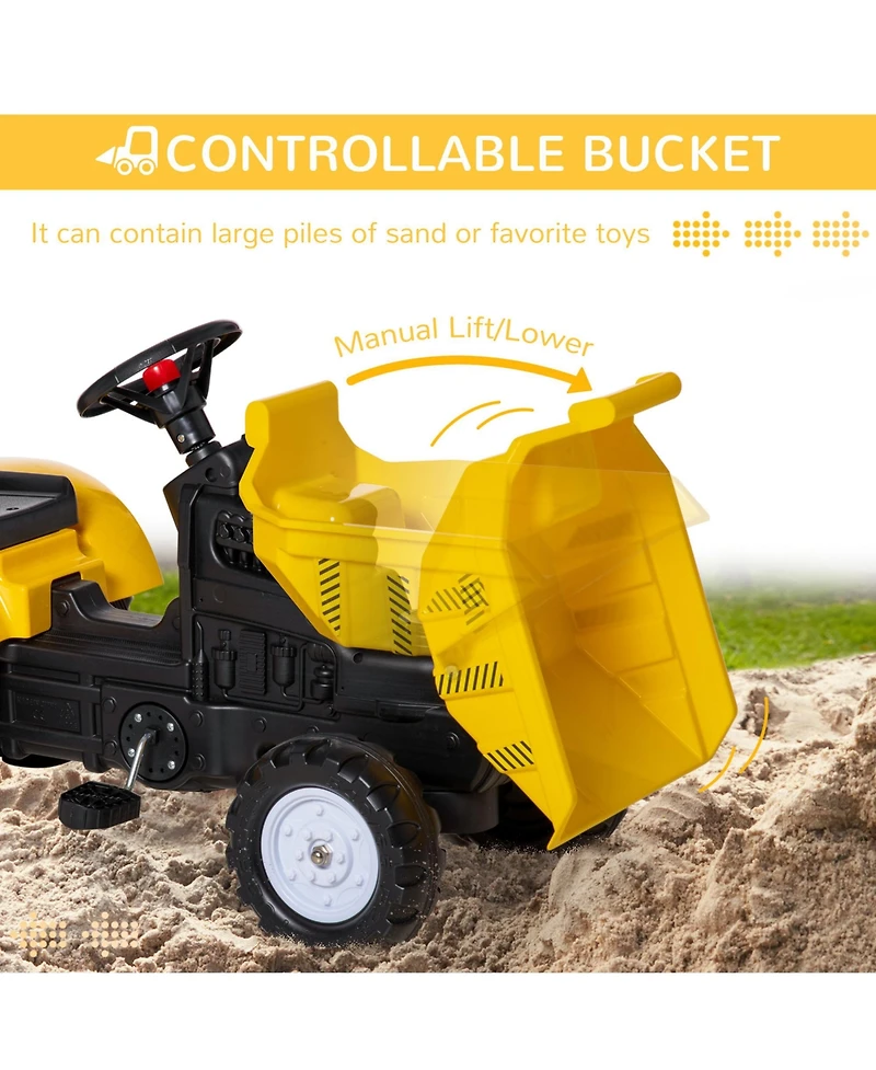 Sevorley Ride-On Excavator Tractor with Manual Bucket, Pedal Drive, 77 lbs. Capacity, Ages 3-6