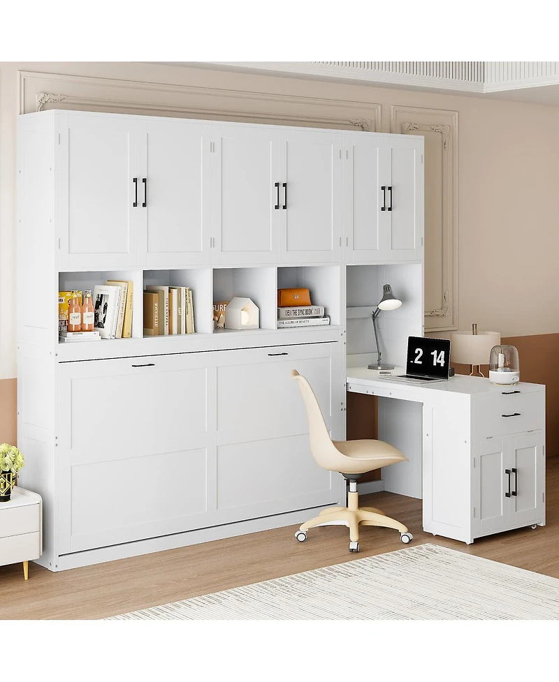 Streamdale Furniture Twin Murphy Bed with Closet, Drawers and Desk