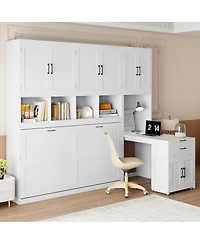 Streamdale Furniture Twin Murphy Bed with Closet, Drawers and Desk