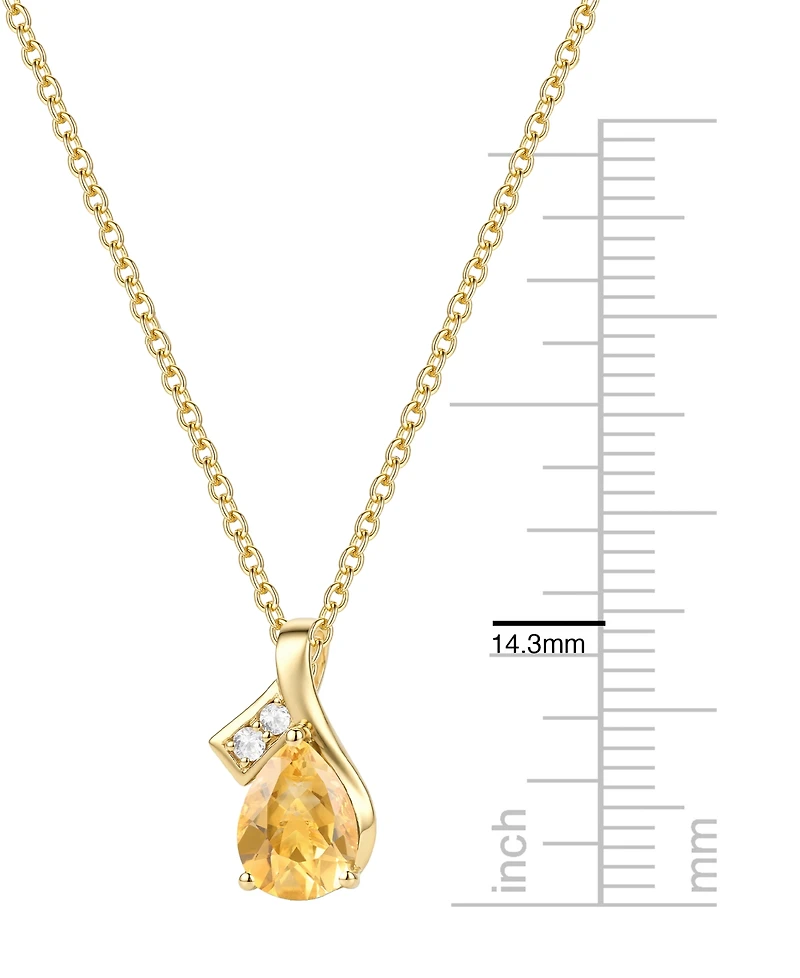 Macy's Citrine (1 ct. t.w.) & Diamond Accent (0.04 ct. t.w.) Pendant Necklace in 14k Yellow Gold