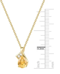 Macy's Citrine (1 ct. t.w.) & Diamond Accent (0.04 ct. t.w.) Pendant Necklace in 14k Yellow Gold