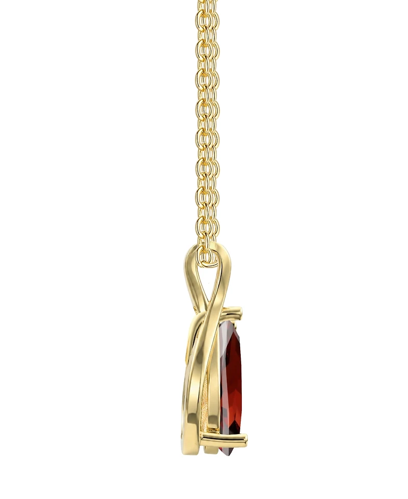 Macy's Garnet (1-1/5 ct. t.w.) & Diamond Accent (0.04 ct. t.w.) Pendant Necklace in 14k Yellow Gold