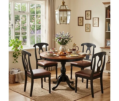 East West Furniture 5 Piece Dining Set Include a Dining Table and 4 Faux Leather Kitchen Chairs