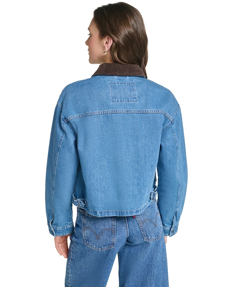 Levi's Women's Cropped Cotton Corduroy-Collar Barn Jacket