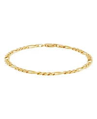 Italian Silver Solid Figaro Chain Bracelet in 18k Gold-Plated Sterling Silver