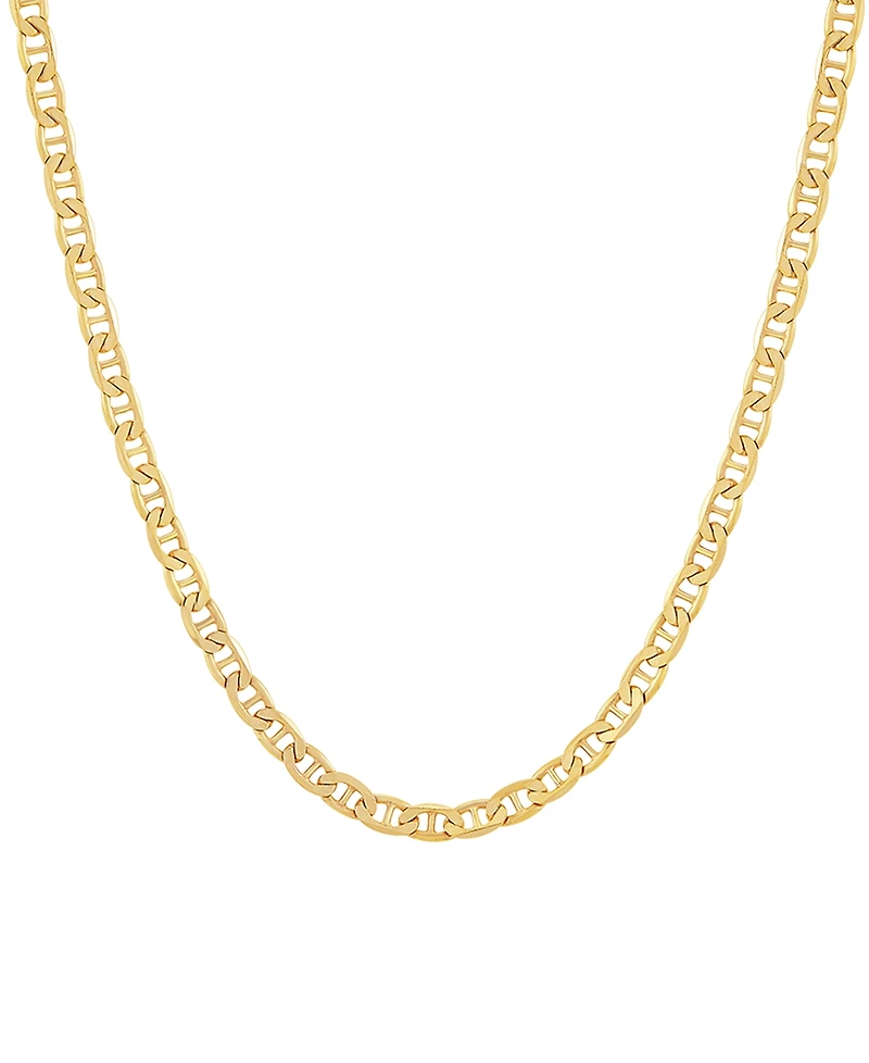 Italian Silver Solid Mariner Chain Necklace in 18k Gold-Plated Sterling Silver