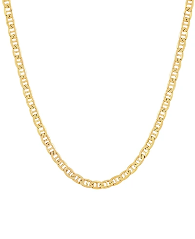 Italian Silver Solid Mariner Chain Necklace in 18k Gold-Plated Sterling Silver