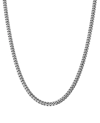 Italian Silver Solid Cuban Chain Necklace in Sterling Silver