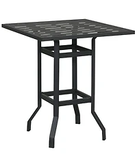 32'' Patio Square Bar Table Metal Cafe Bistro Table Garden Deck